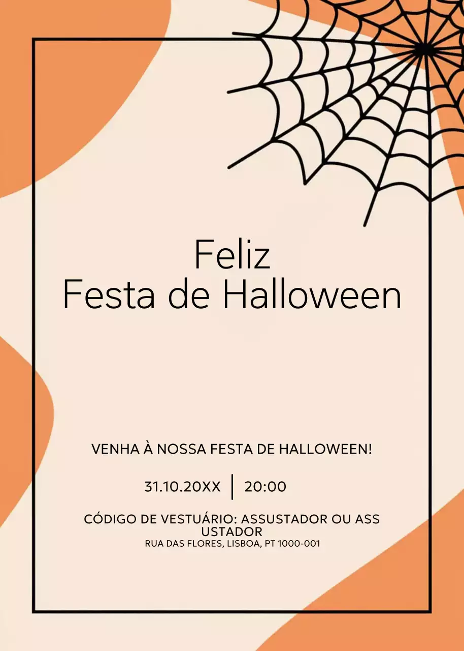 convite de Halloween minimalista cor de laranja