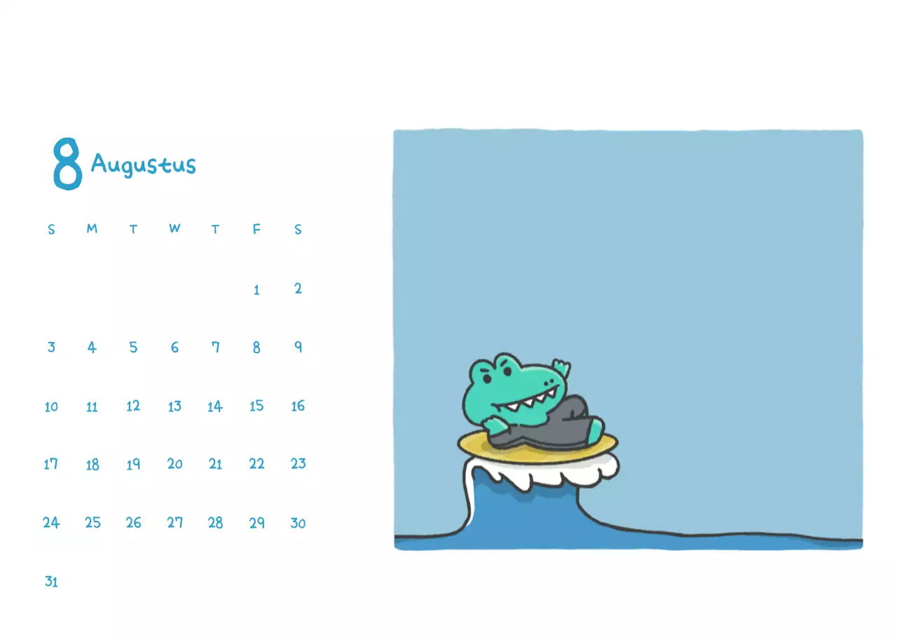Een kalender met een schattig Ago-illustratieconcept