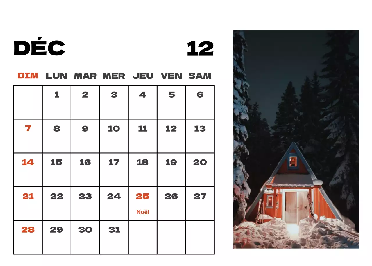 Calendrier de nettoyage des photos du ciel