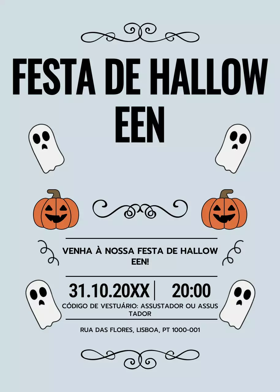 convite de Halloween retro cinzento