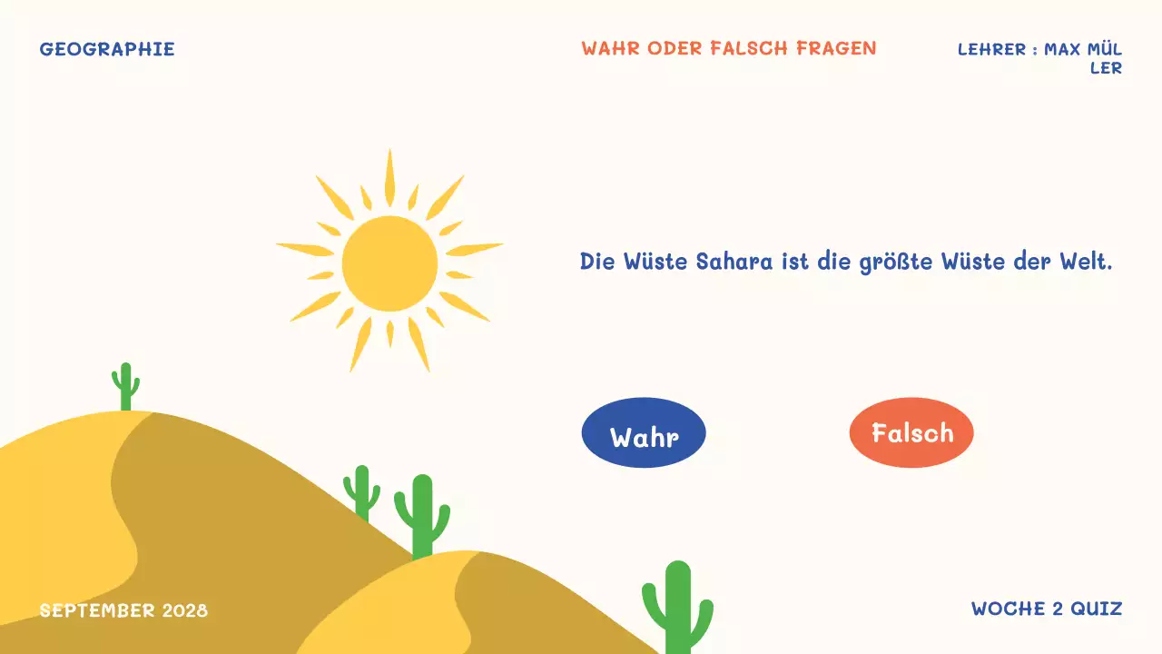 orangefarbene spielerische Schulveranstaltung Quiz Zeit Präsentation