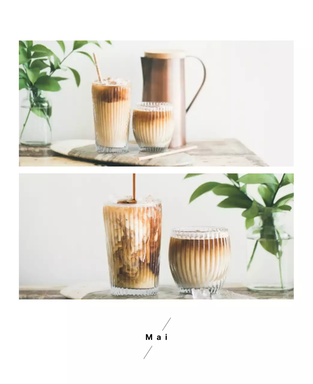 Einfacher Kaffee-Foto-Tischkalender für Cafés in Weißtönen