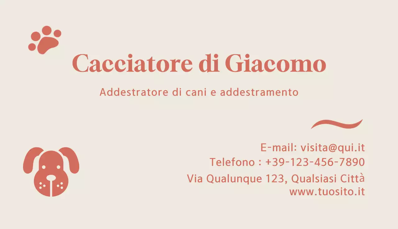 biglietto da visita cane semplice beige