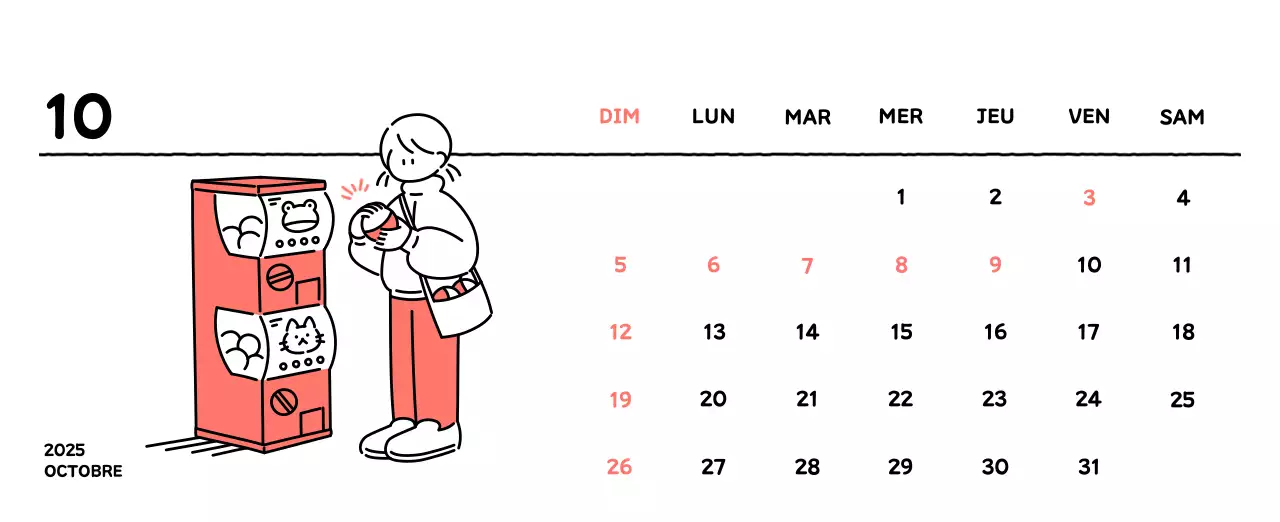 Calendrier illustré avec un joli style de lignes