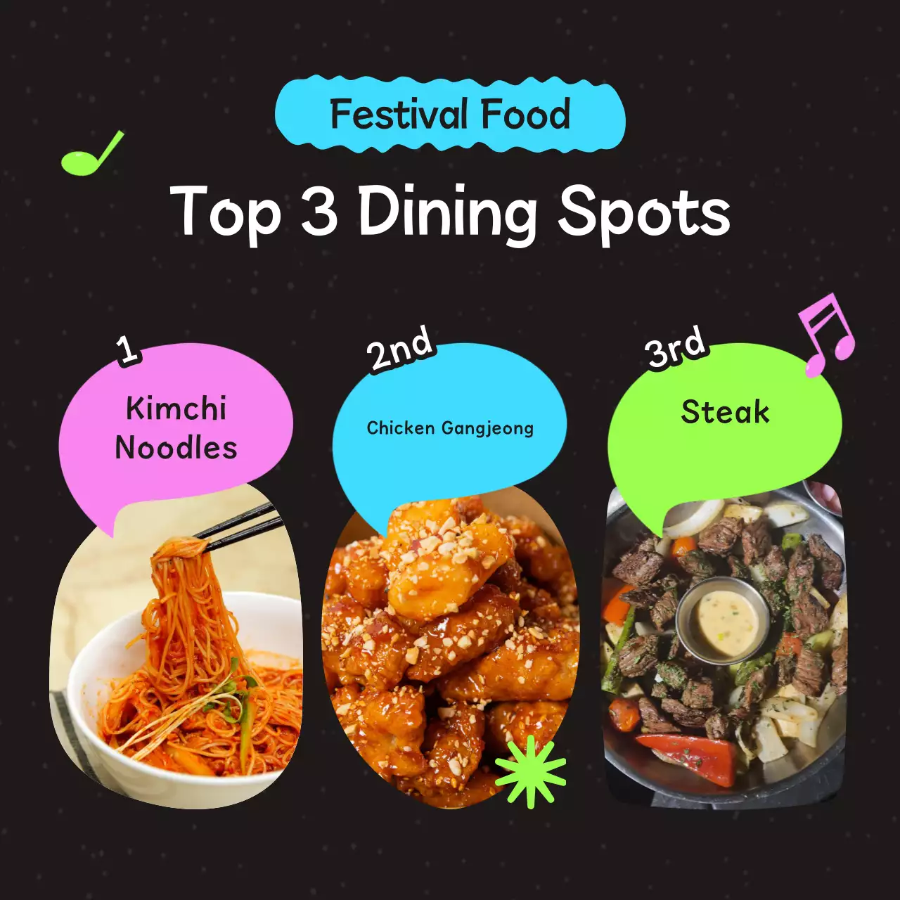 Black Trendy Festival Guide Instagram Carousel