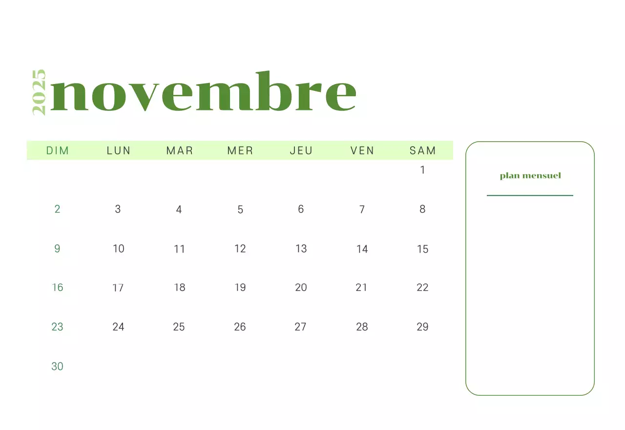 Calendrier avec illustrations de jeunes sur fond jaune-vert