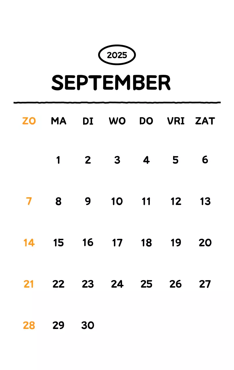 Geïllustreerde kalender met een mooie lijnstijl