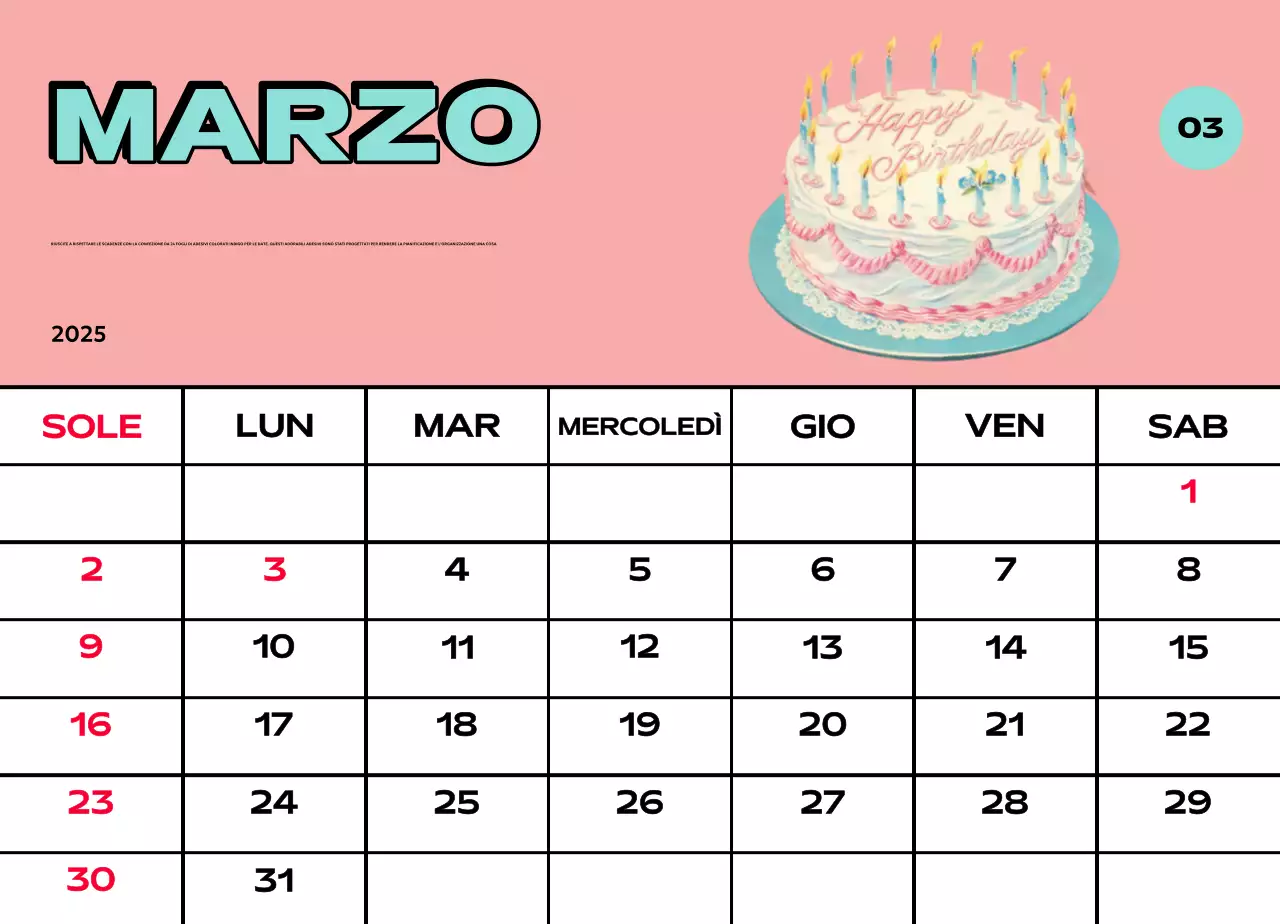 Calendari colorati con una varietà di illustrazioni retrò