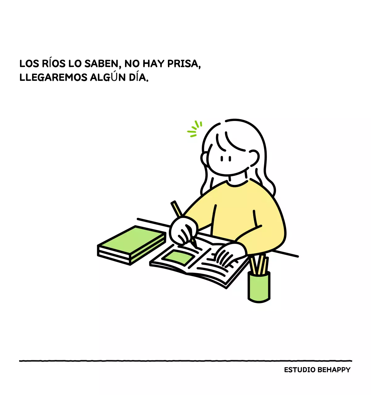 Calendario ilustrado con un bonito estilo de líneas