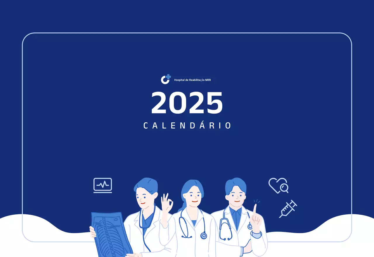Calendário simples com ilustrações azuis e simples