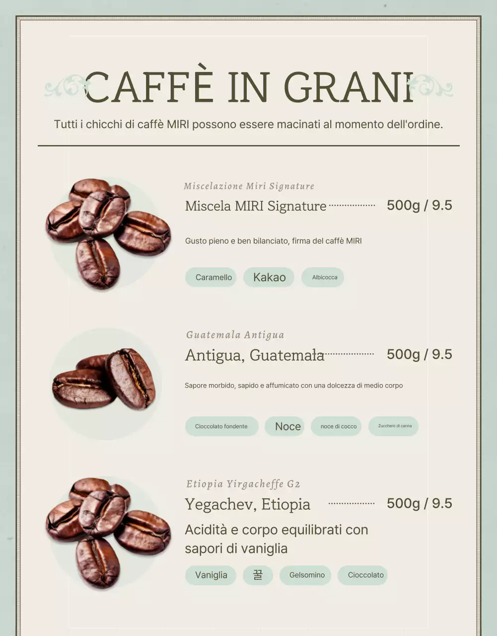 Promuovere la vendita di chicchi di caffè vintage in azzurro e marrone