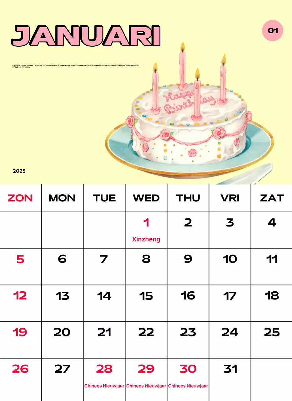 Kleurrijke kalenders met verschillende retro-illustraties