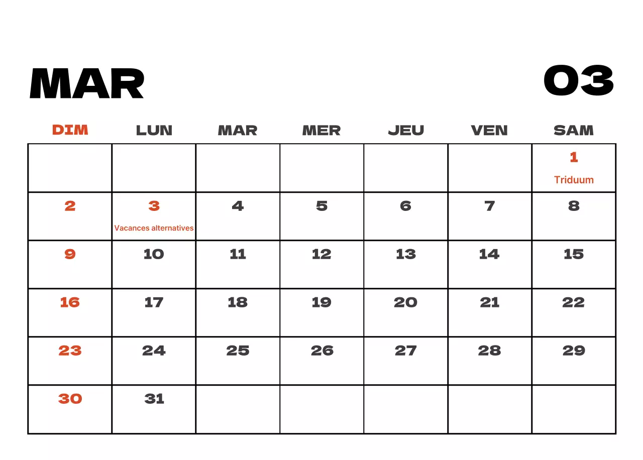 Calendrier de nettoyage des photos du ciel