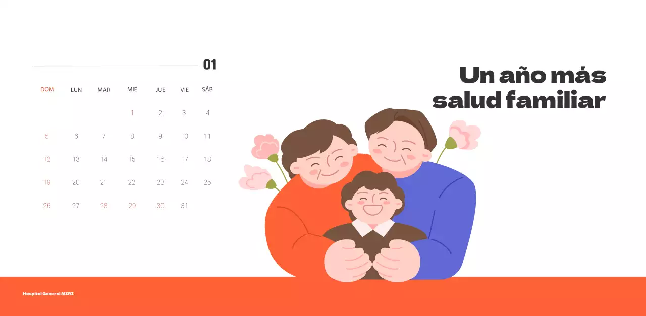 Un hospital festivo con ilustraciones de temática sanitaria y familiar y acentos de color