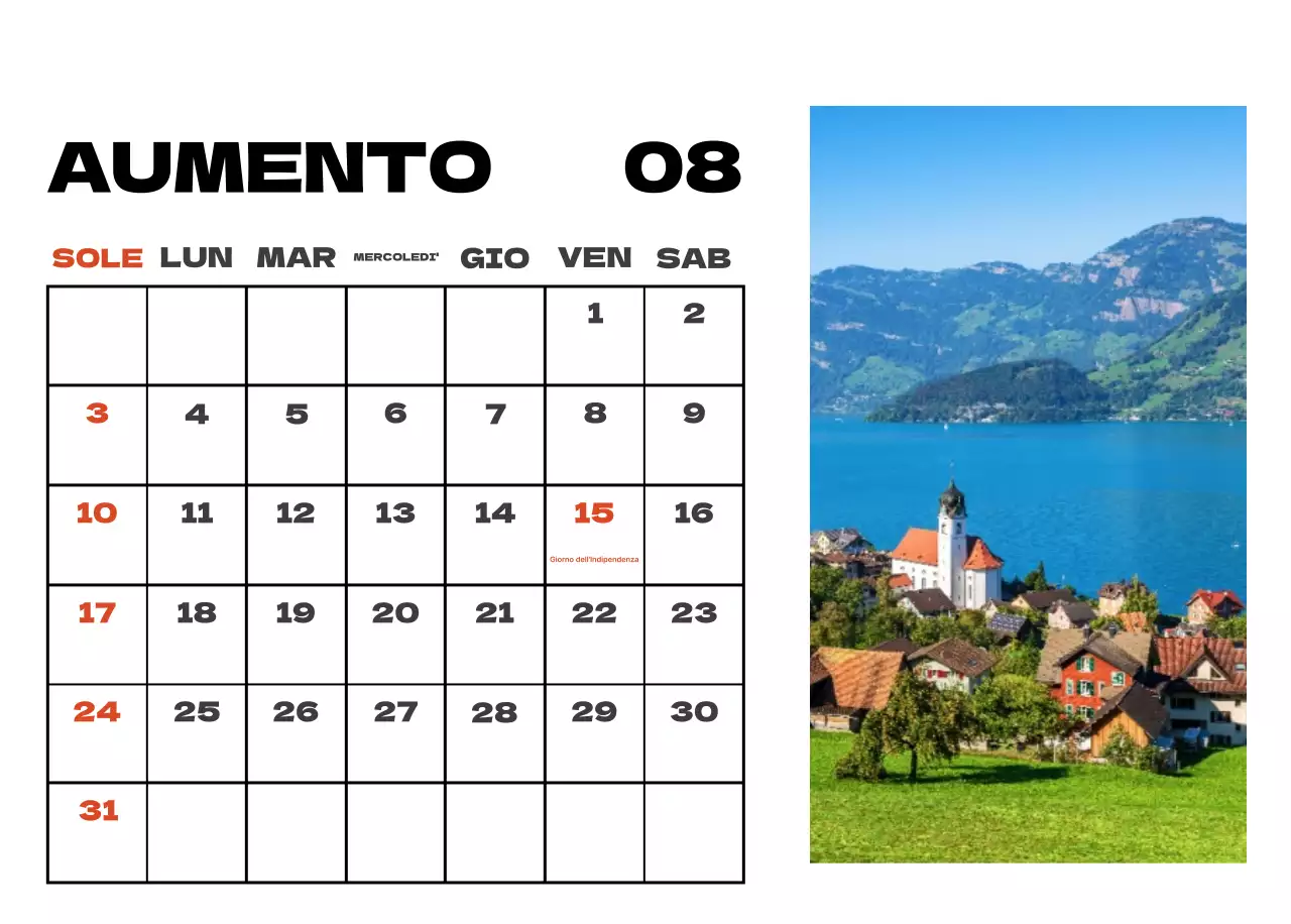 Calendario pulito con foto del cielo