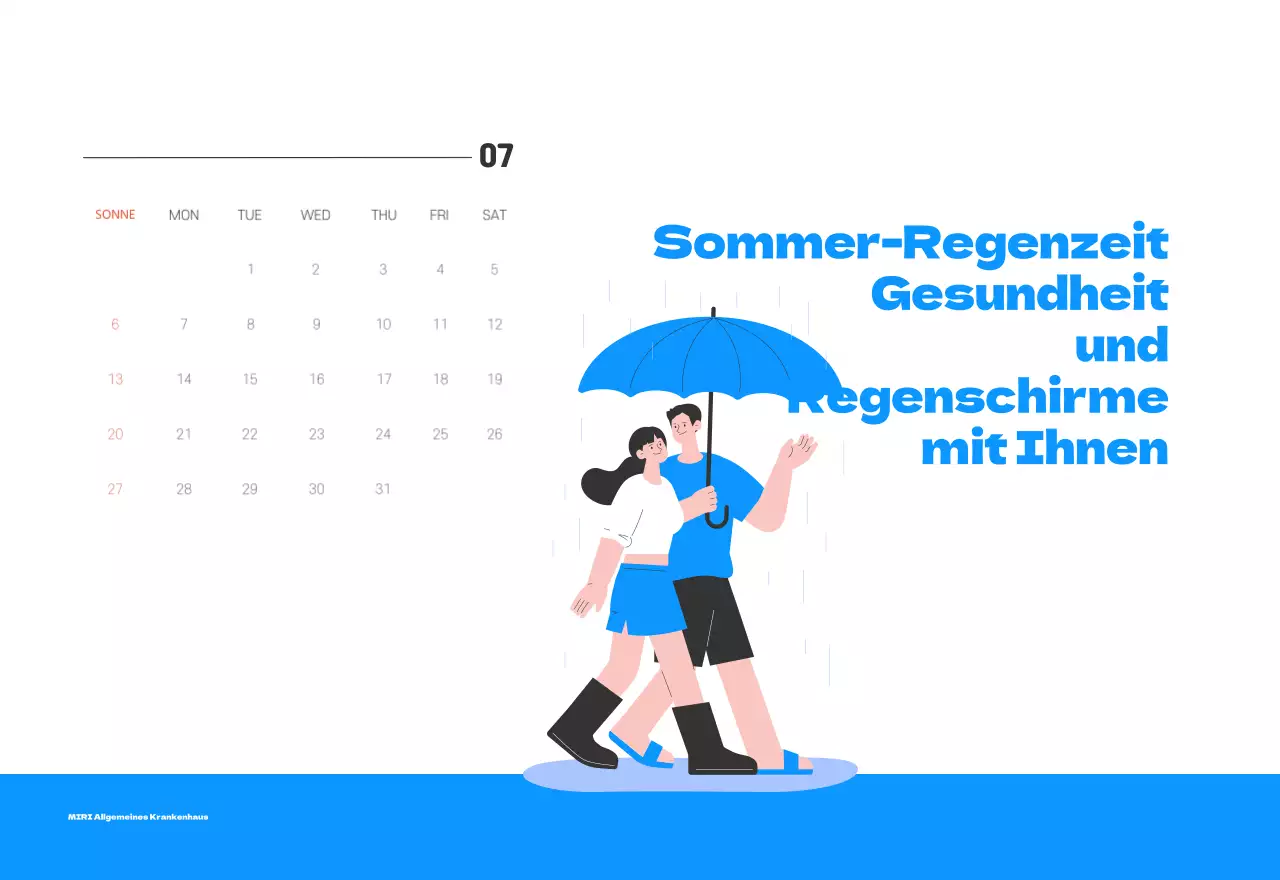 Ein festliches Krankenhaus mit Illustrationen zum Thema Gesundheit und Familie und farbenfrohen Akzenten