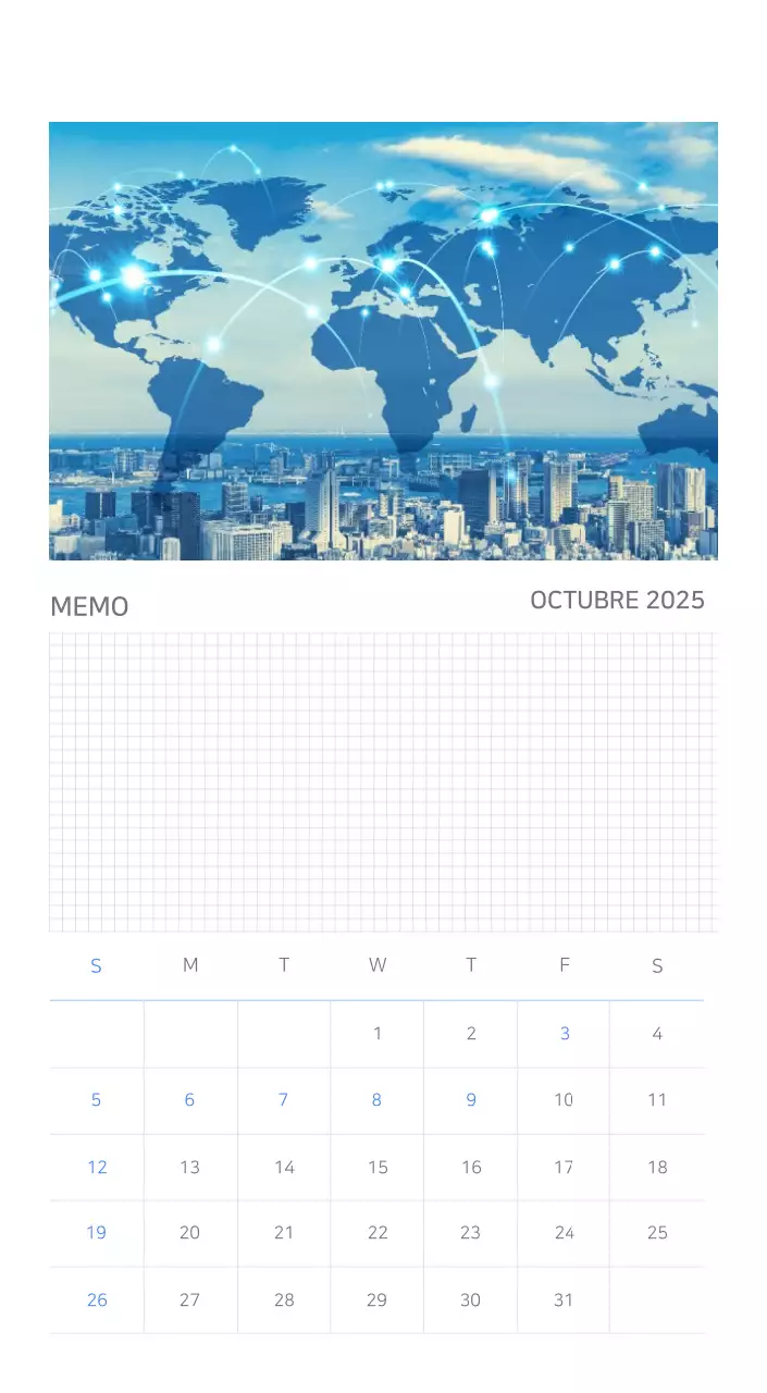 Calendario minimalista azul