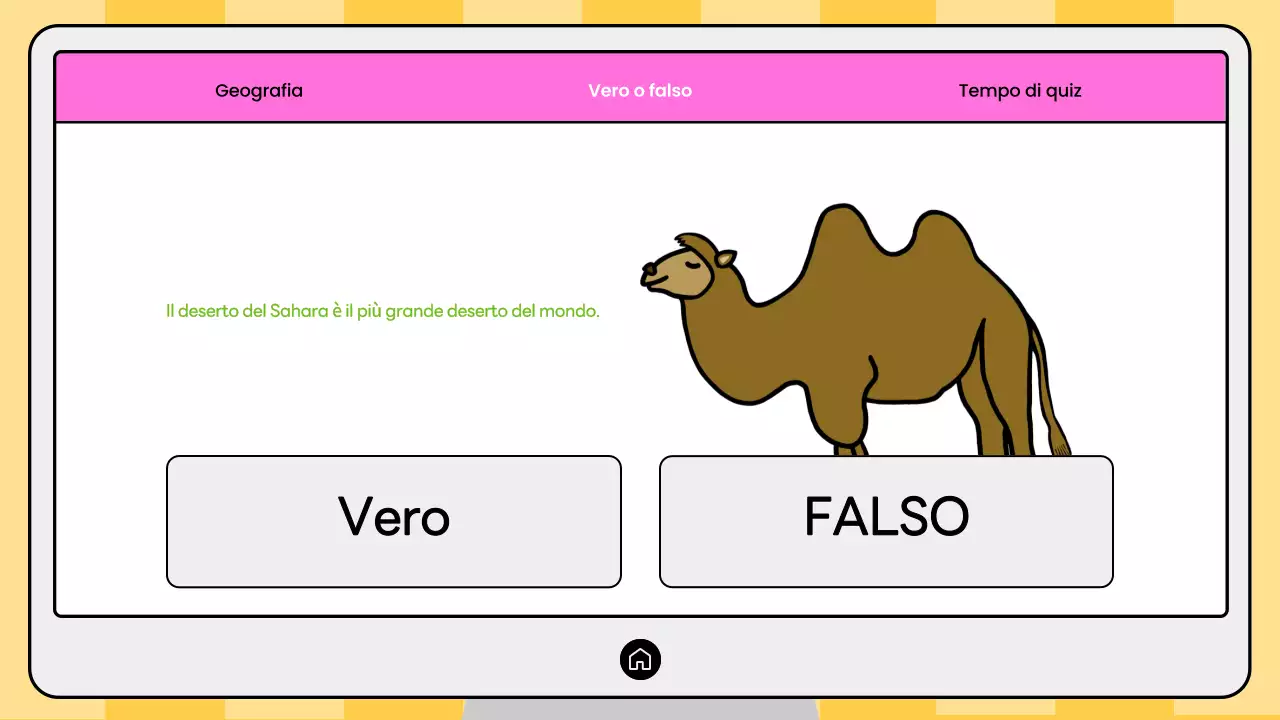 Quiz di geografia moderna rosa e giallo