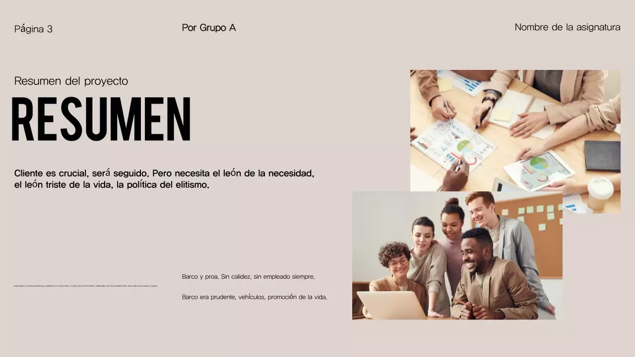 Presentación general del proyecto del Grupo Orange Modern