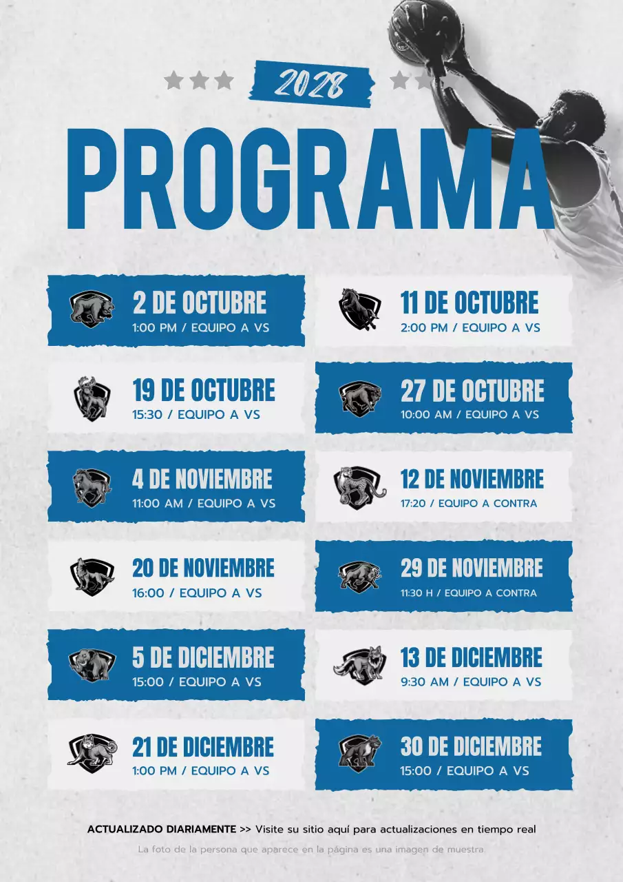 calendario deportivo moderno azul