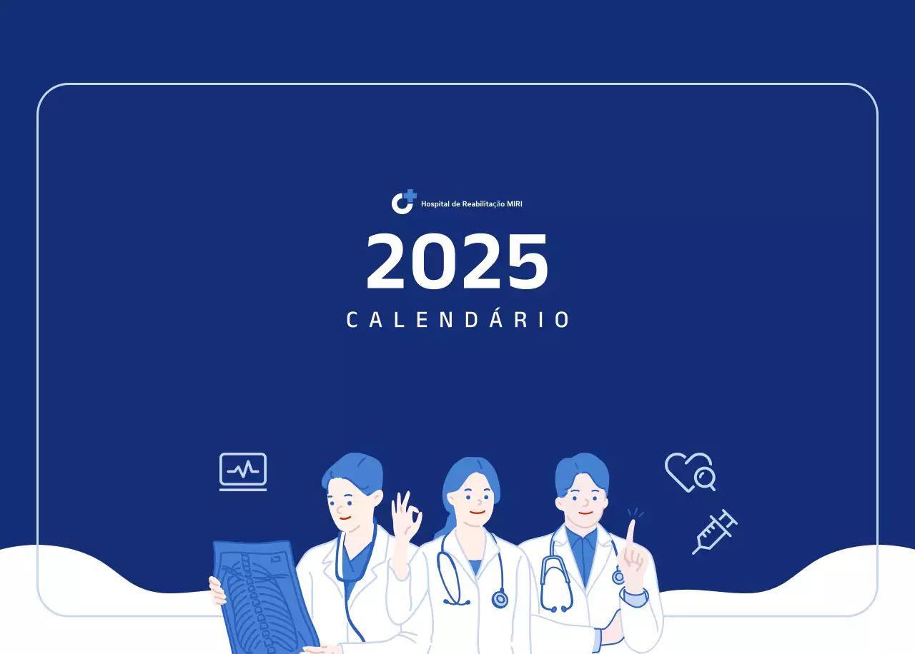 Calendário simples com ilustrações azuis e simples
