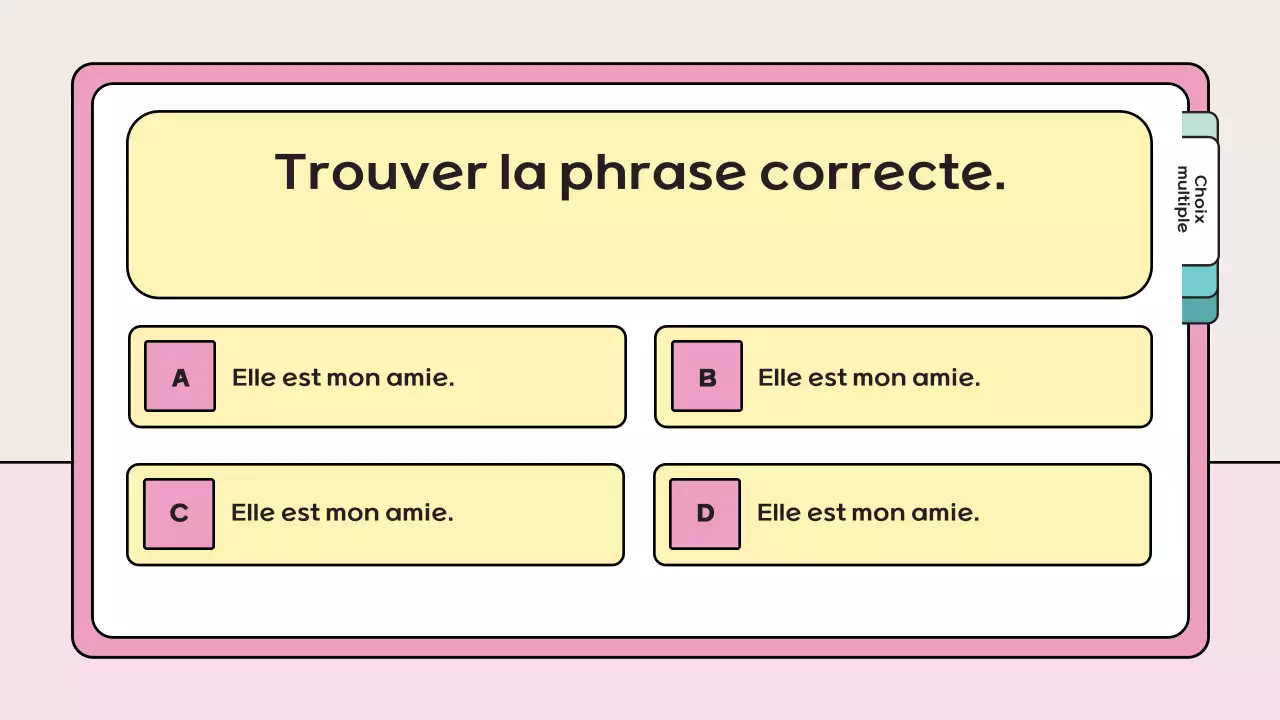 matériel d'étude pour le quiz sur le jeu rose