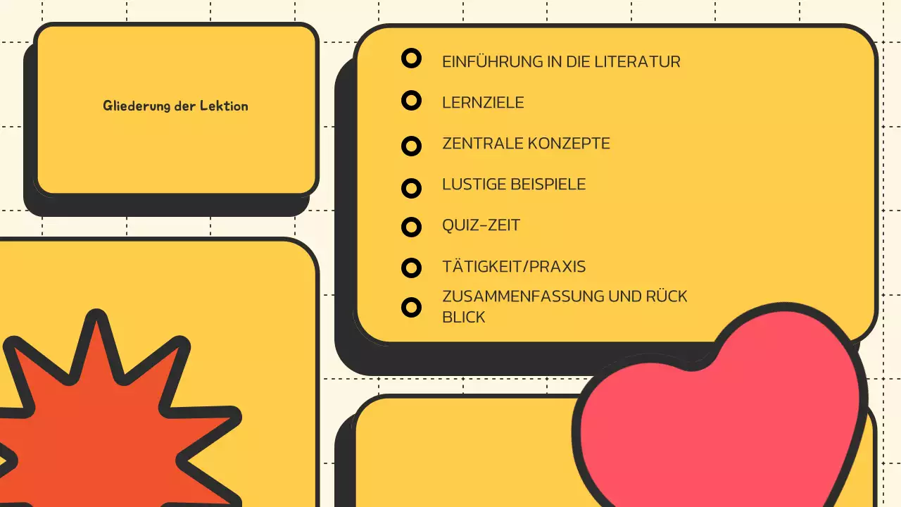 Gelb Orange Illustrative Unterrichtsmaterialien Literaturpräsentation