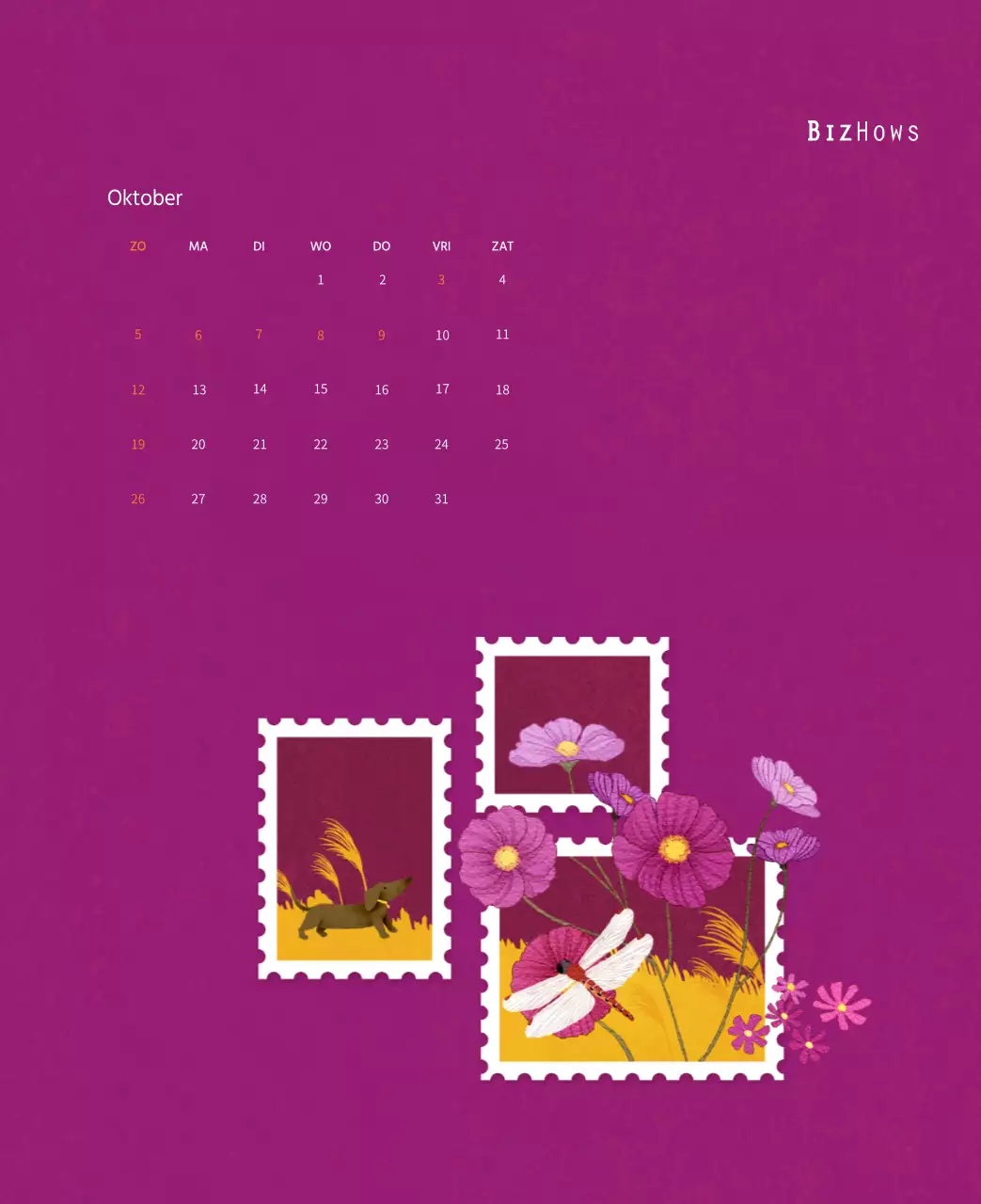 Stempelillustraties met een warm concept