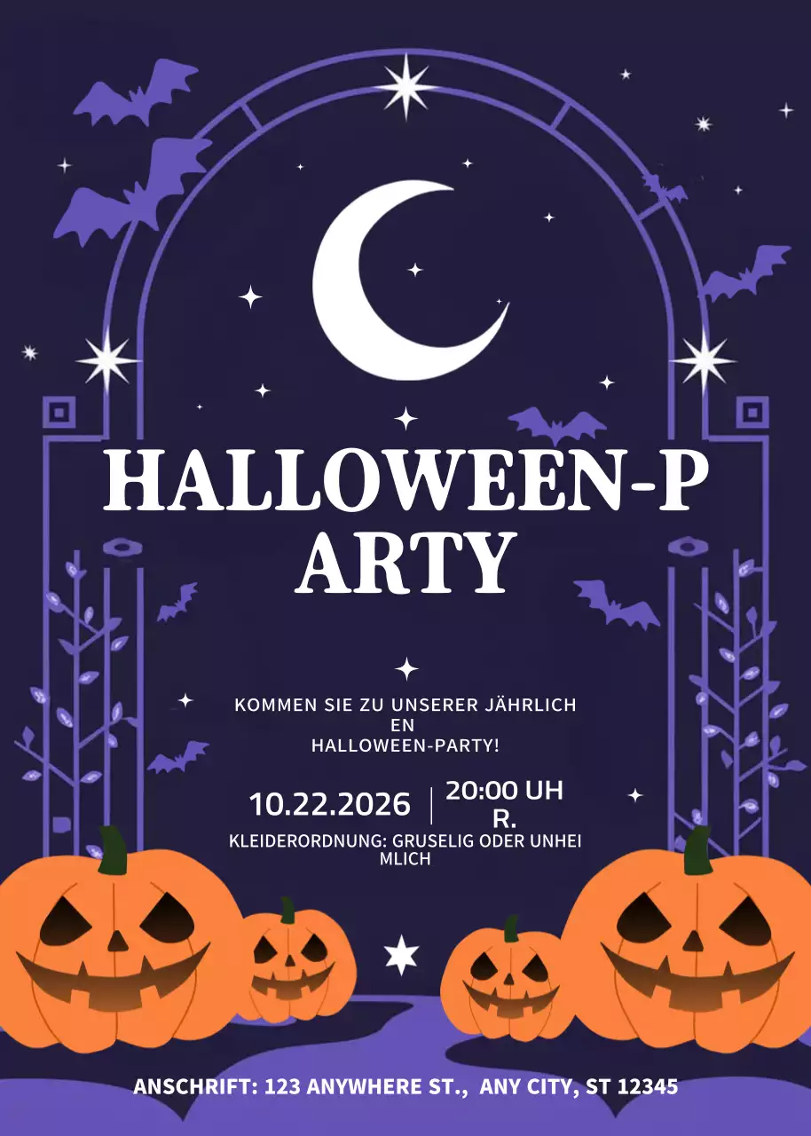 Lila Gruselige Halloween-Einladung