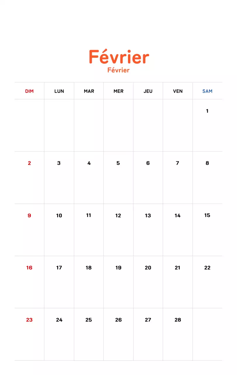 Calendrier du Nouvel An avec illustrations chaleureuses