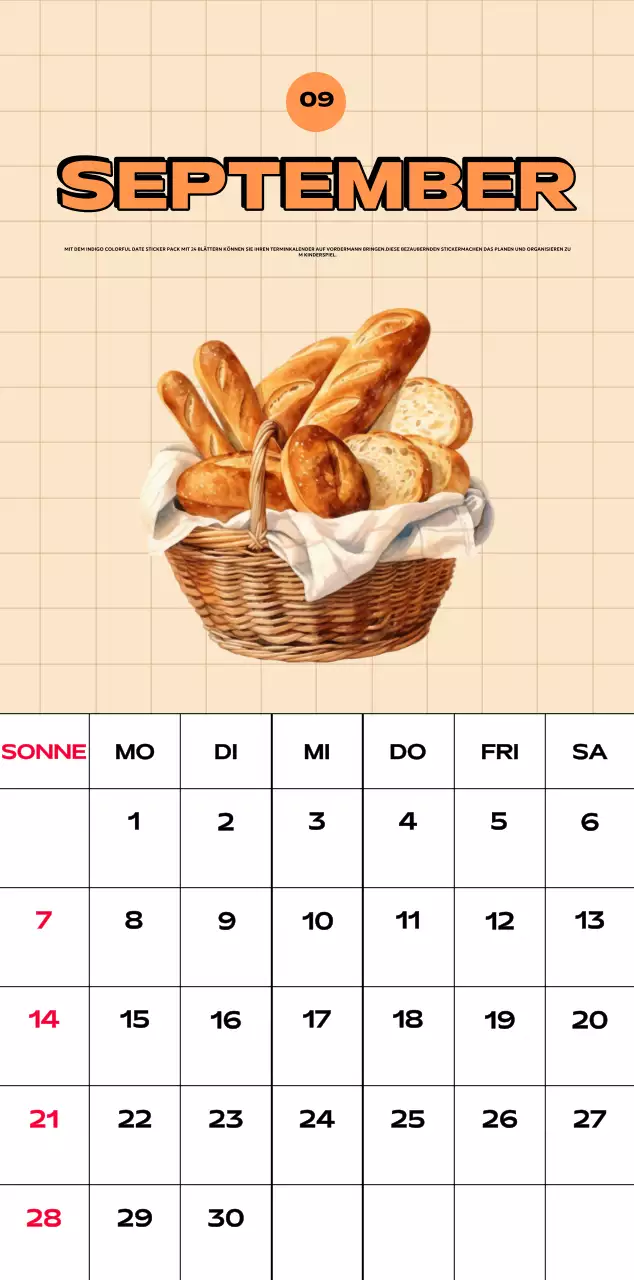 Bunte Kalender mit einer Vielzahl von Retro-Illustrationen