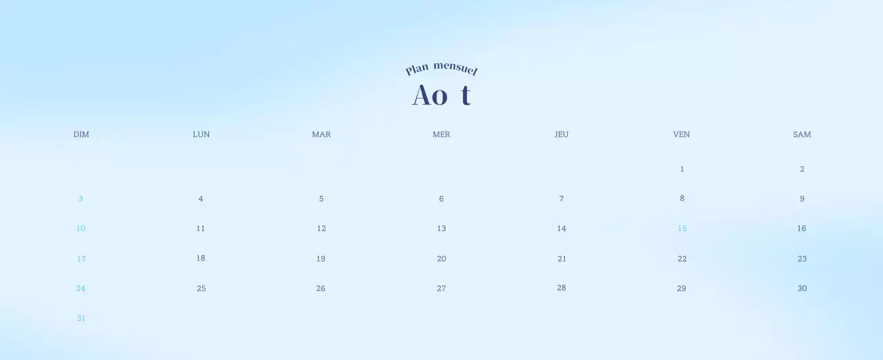 Calendrier minimaliste dégradé