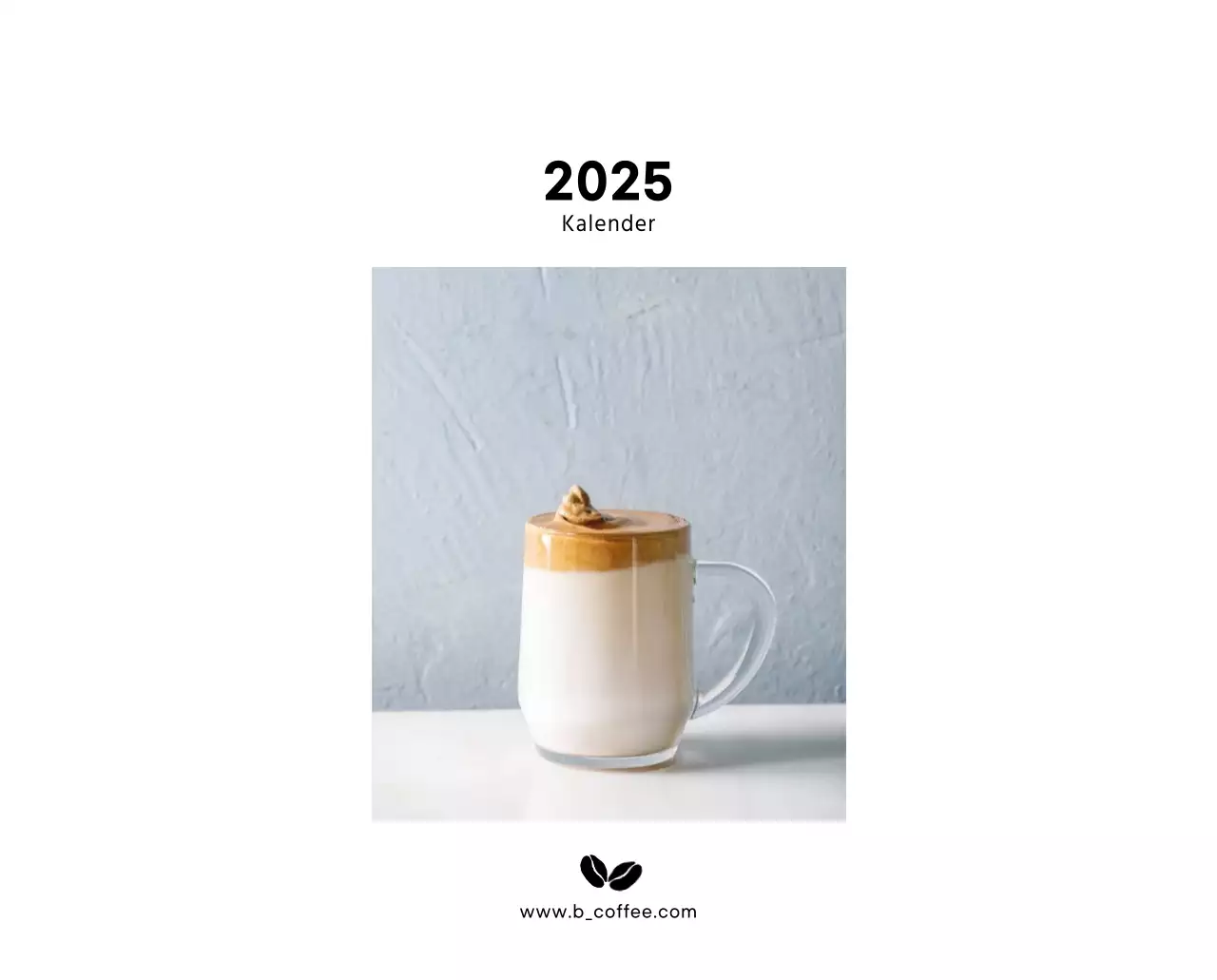 Einfacher Kaffee-Foto-Tischkalender für Cafés in Weißtönen