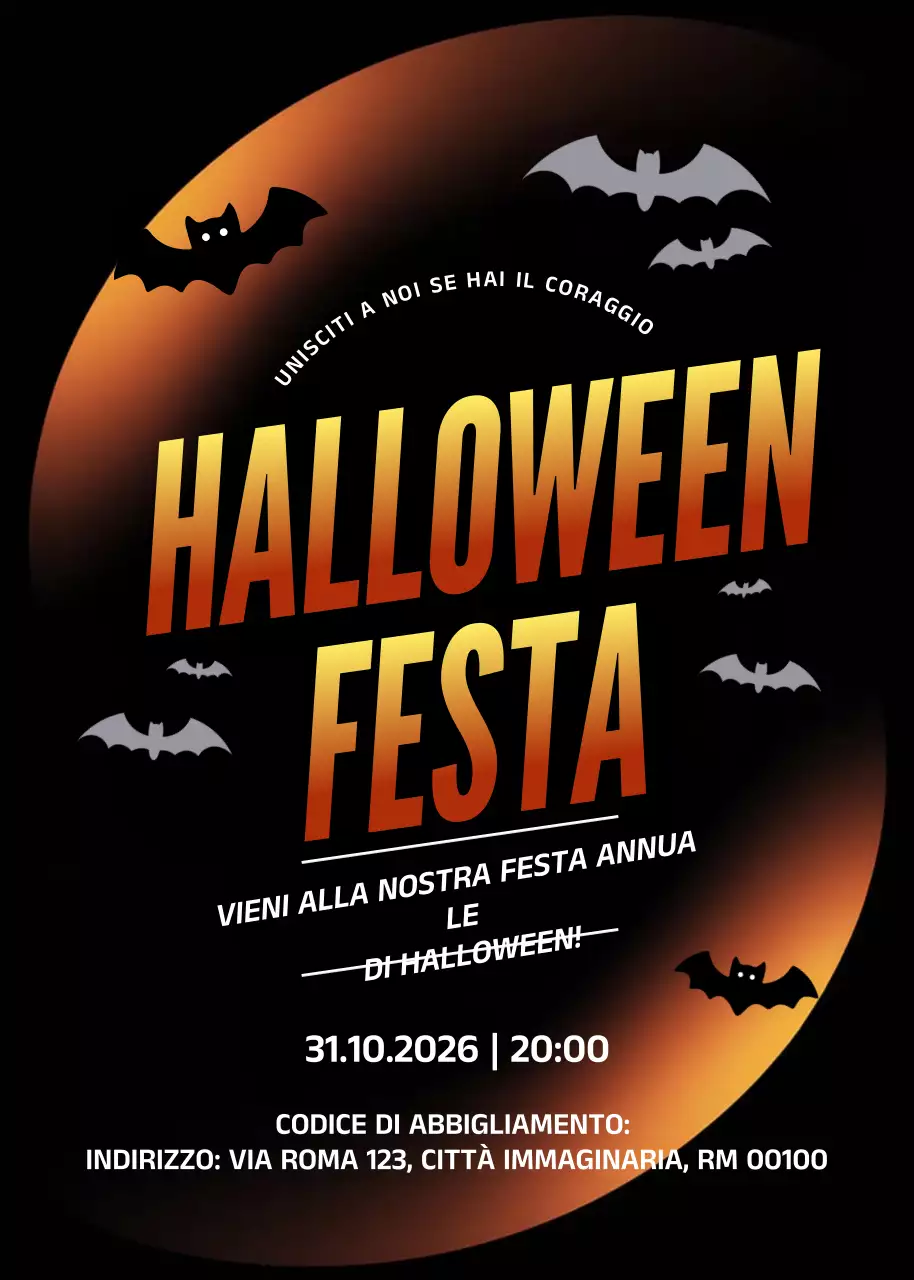 Invito di Halloween gotico arancione