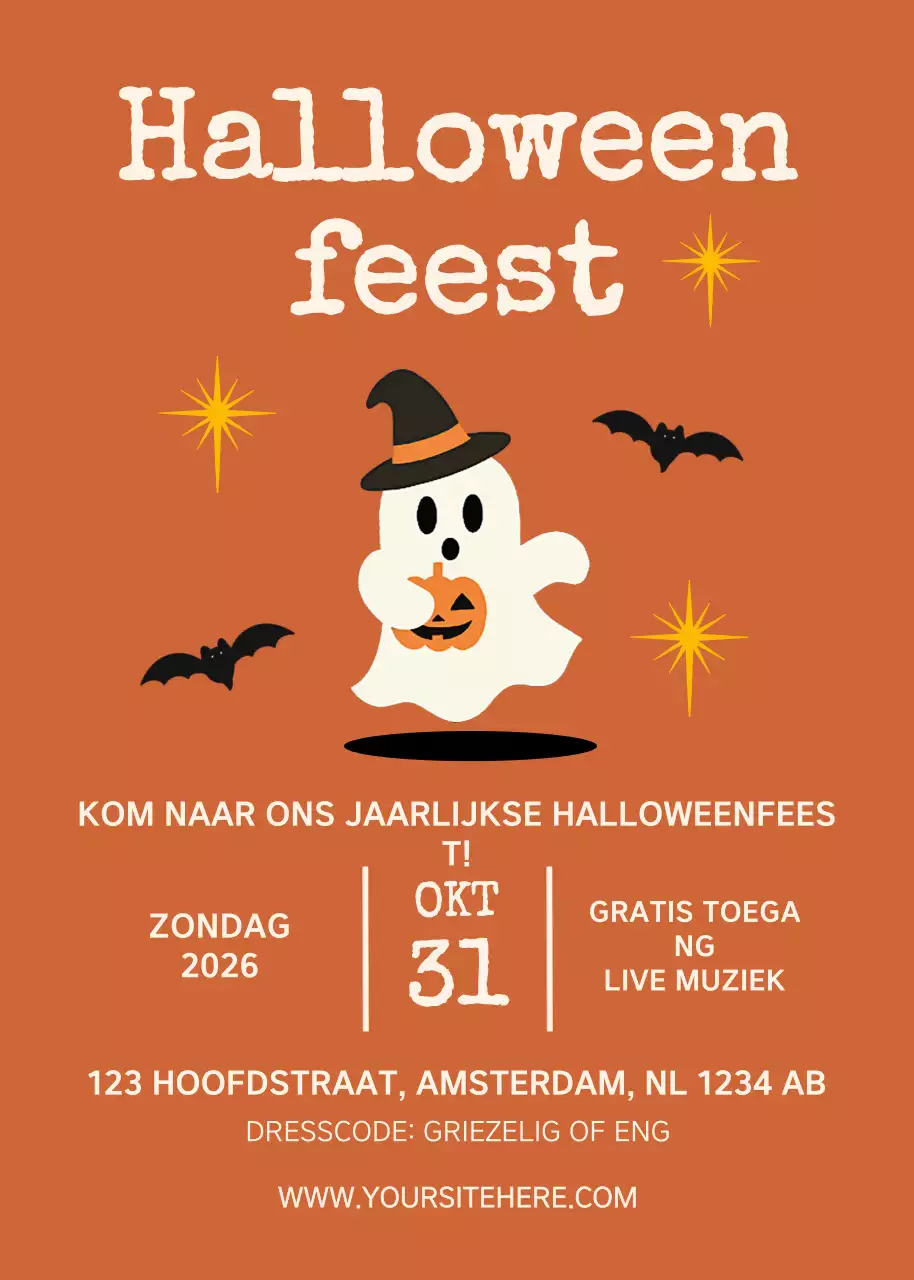 Oranje Retro Halloween Uitnodiging