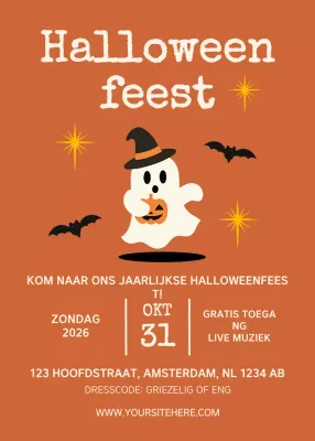 Oranje Retro Halloween Uitnodiging