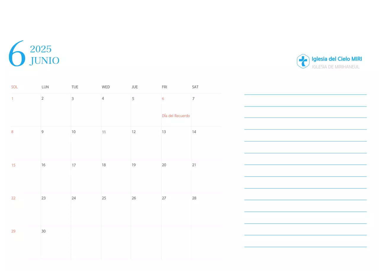 Calendario eclesiástico azul de concepto moderno