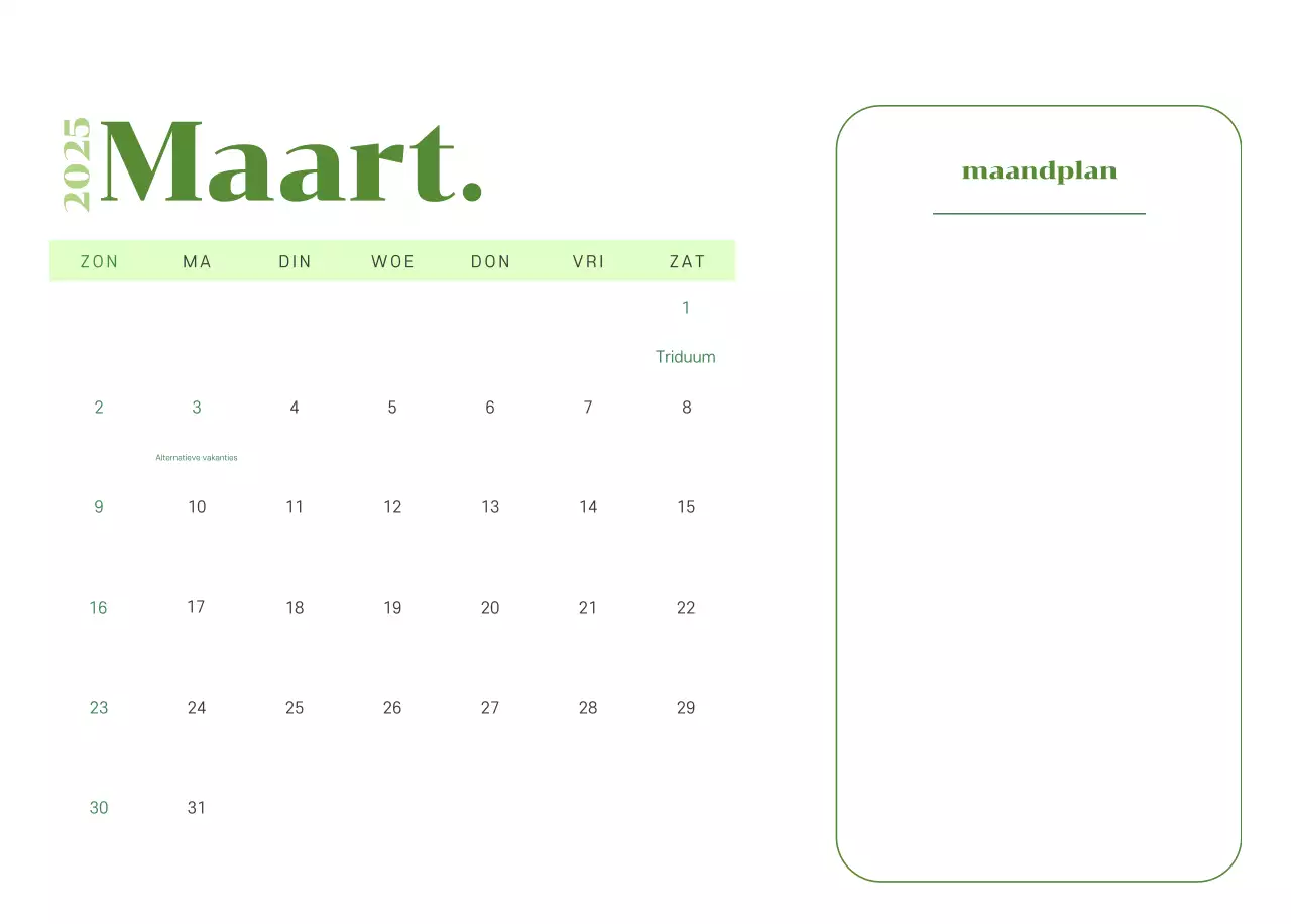 Kalender met jeugdillustraties op een geelgroene achtergrond
