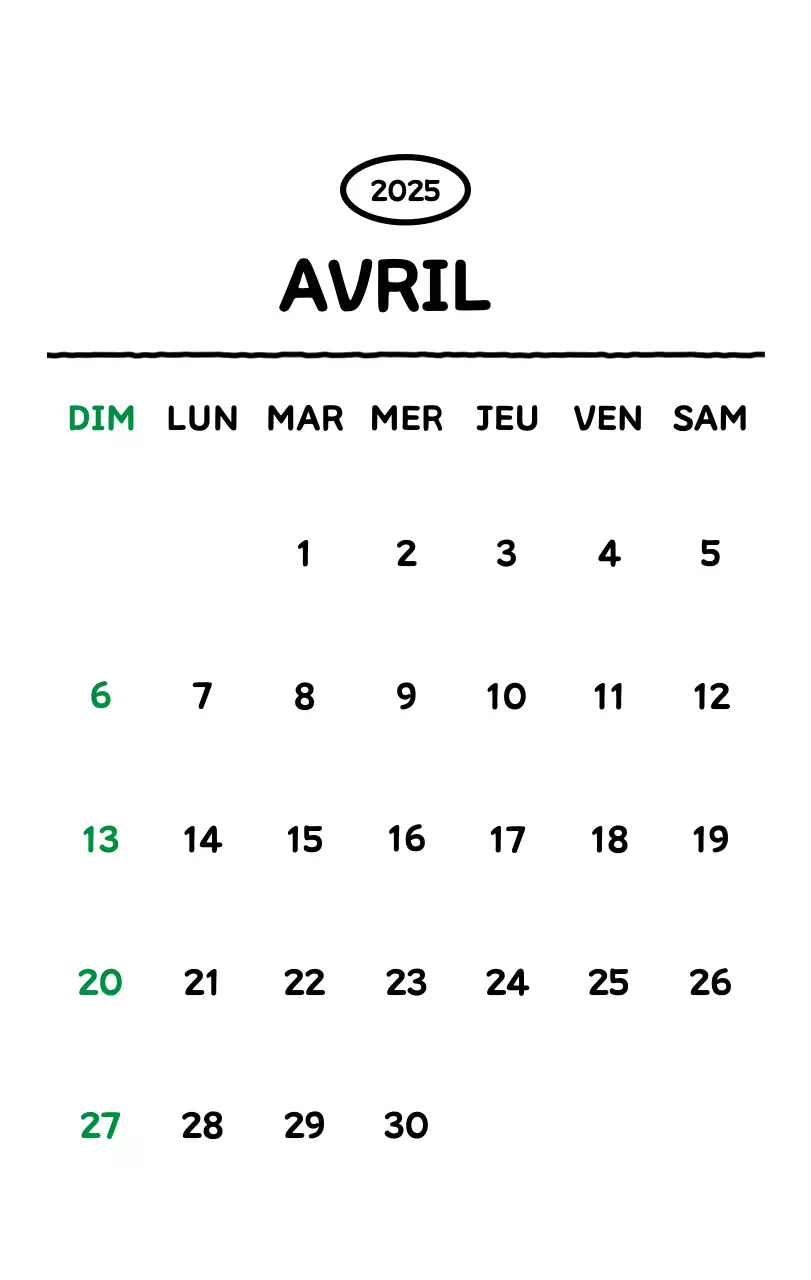 Calendrier illustré avec un joli style de lignes