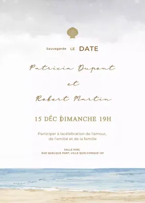 Invitation de mariage beige gris bleu style élégant