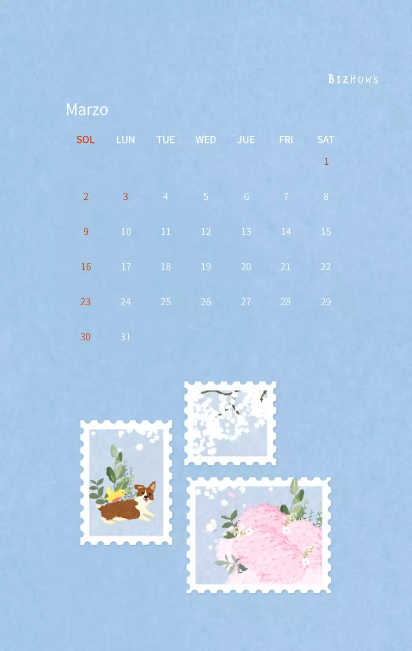 Calendario de Año Nuevo con cálidas ilustraciones