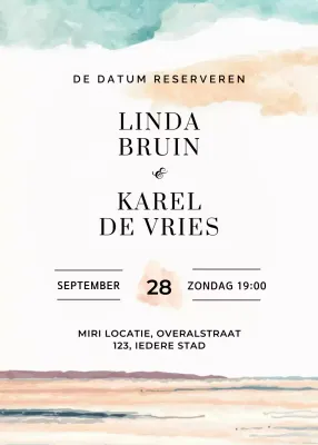 Oranje blauwe huwelijksuitnodiging elegante stijl