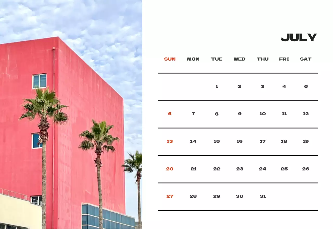 Kalender bersih foto langit