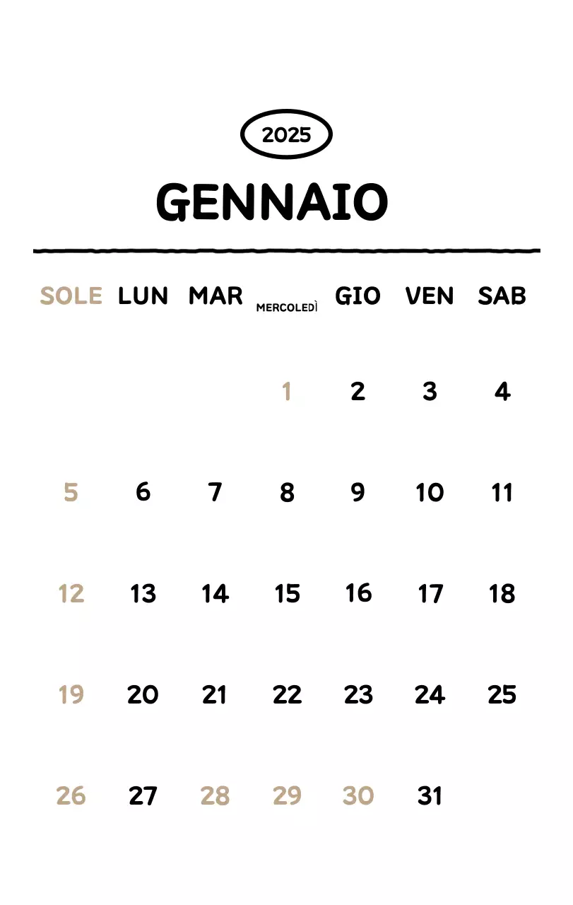 Calendario illustrato con un grazioso stile di linee