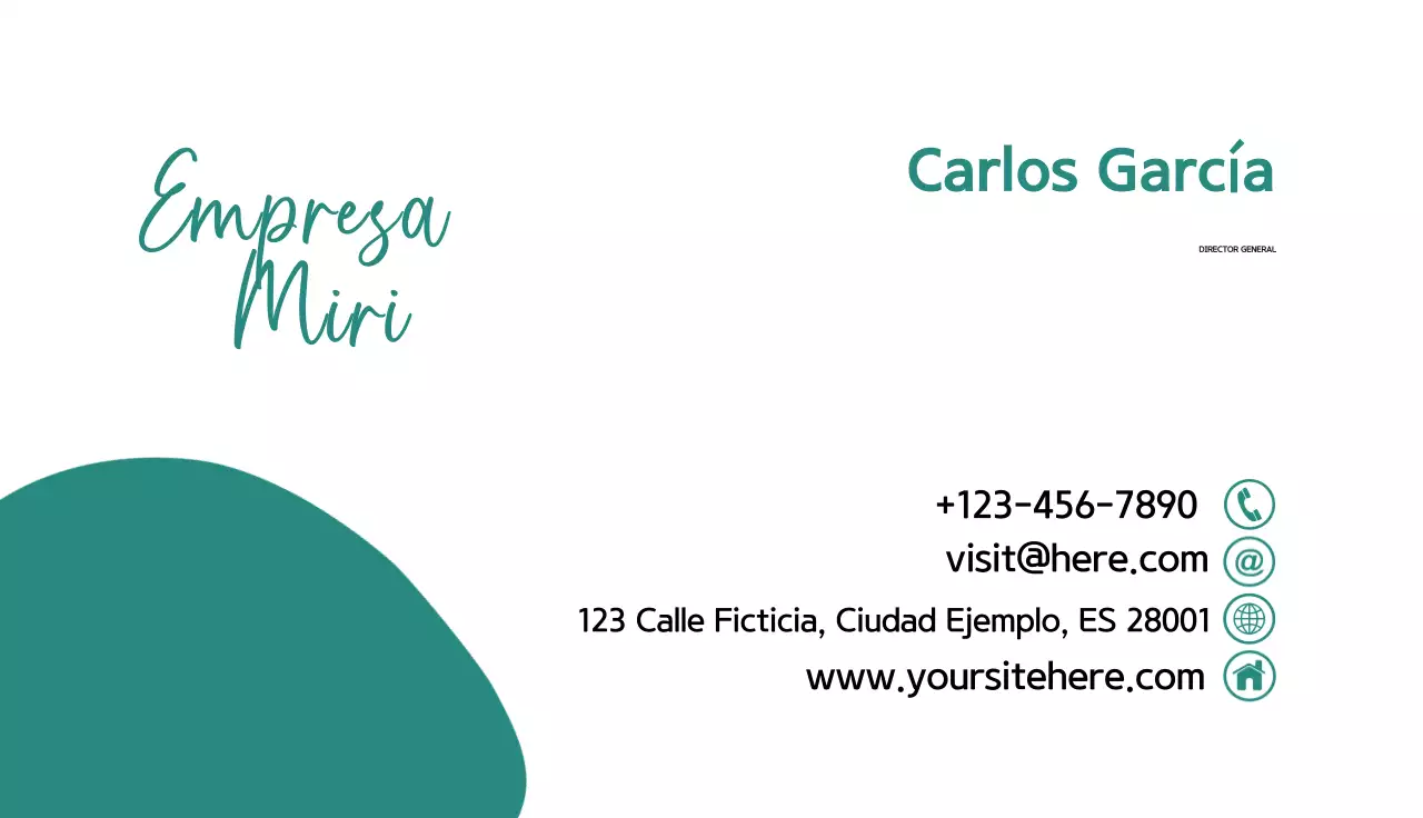tarjeta de visita minimalista verde azulado