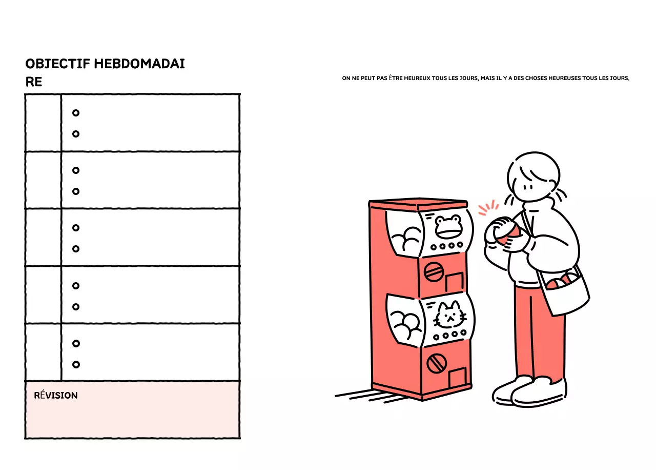 Calendrier illustré avec un joli style de lignes