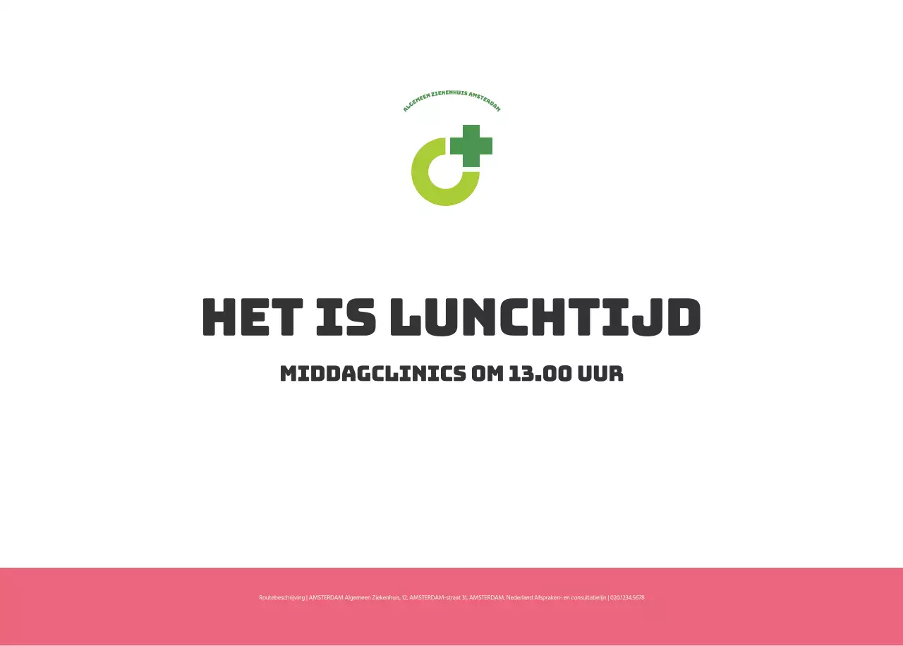 Een feestelijk ziekenhuis met illustraties met gezondheids- en gezinsthema's en kleurrijke accenten