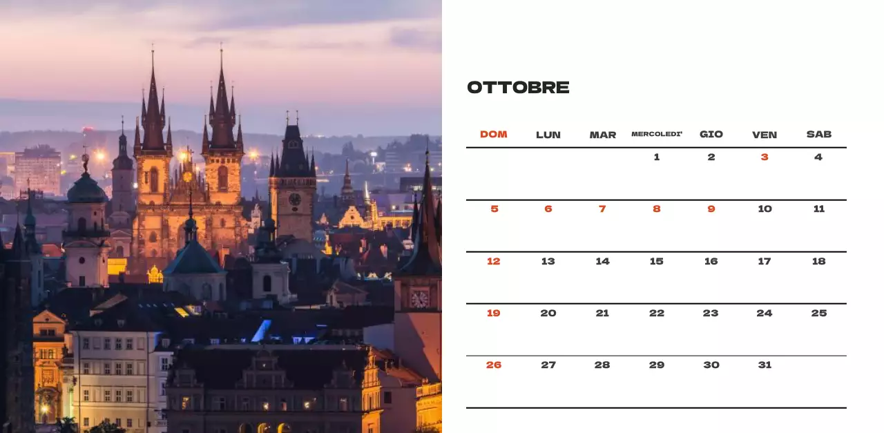 Calendario pulito con foto del cielo