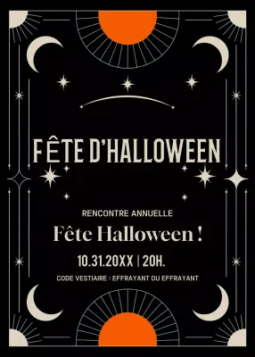 Invitation à la fête d'Halloween en noir et orange