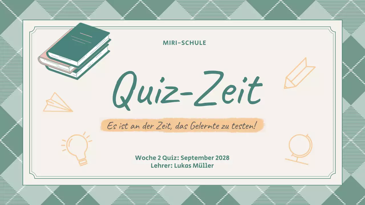 Preppy Cute Green School Quiz Präsentation